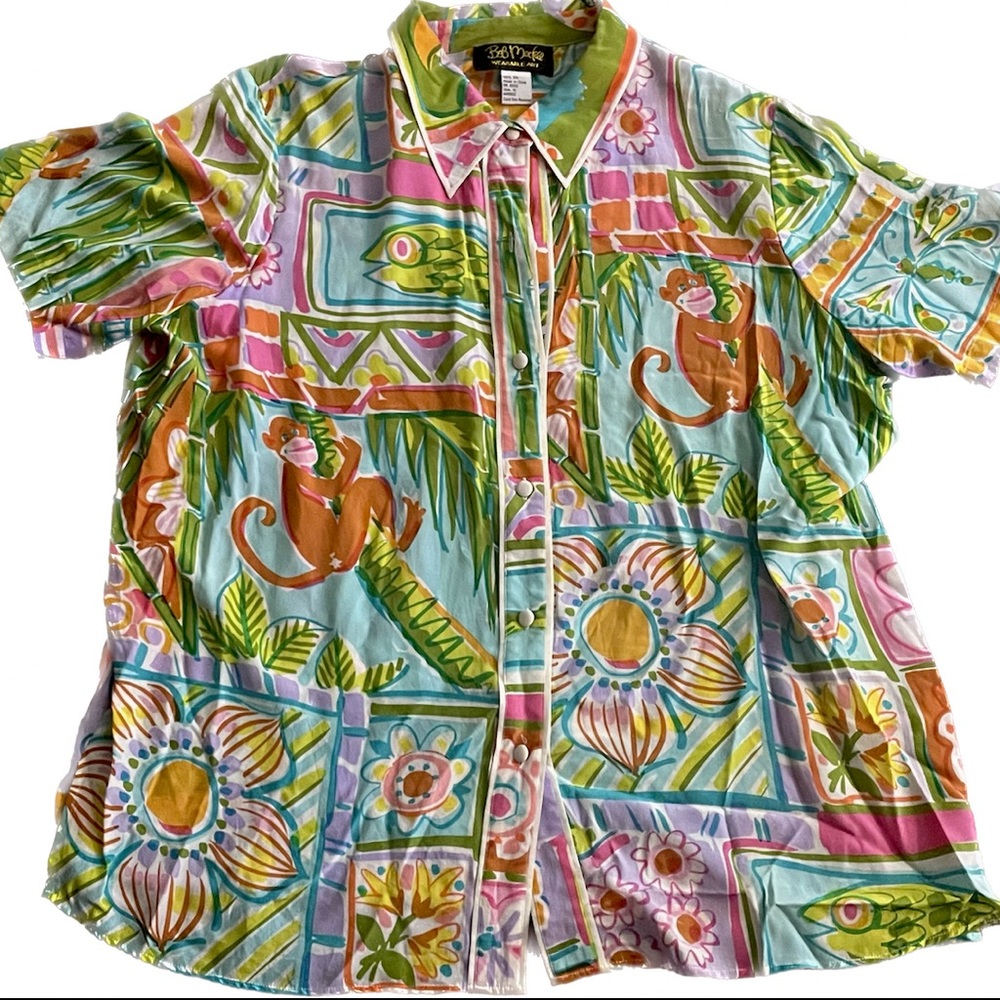 bob mackie wearable art short sleeve button down